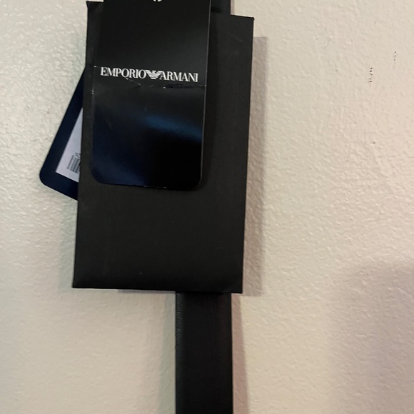 Emporio Armani Red Brushed Leather / Black Reversible Belt with Silver Buckle main image 5